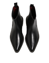 Dolce & Gabbana Black Studded Chelsea Short Ankle Boots Men's Shoes