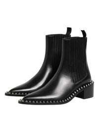 Dolce & Gabbana Black Studded Chelsea Short Ankle Boots Men's Shoes