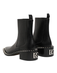 Dolce & Gabbana Black Studded Chelsea Short Ankle Boots Men's Shoes