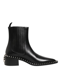Dolce & Gabbana Black Studded Chelsea Short Ankle Boots Men's Shoes