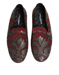 Dolce & Gabbana Bordeaux Jacquard Leather Slip On Loafer Men's Shoes