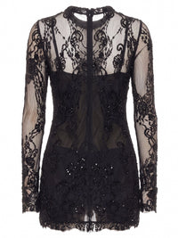 Blumarine Women Short Lace Dress With Embroidery