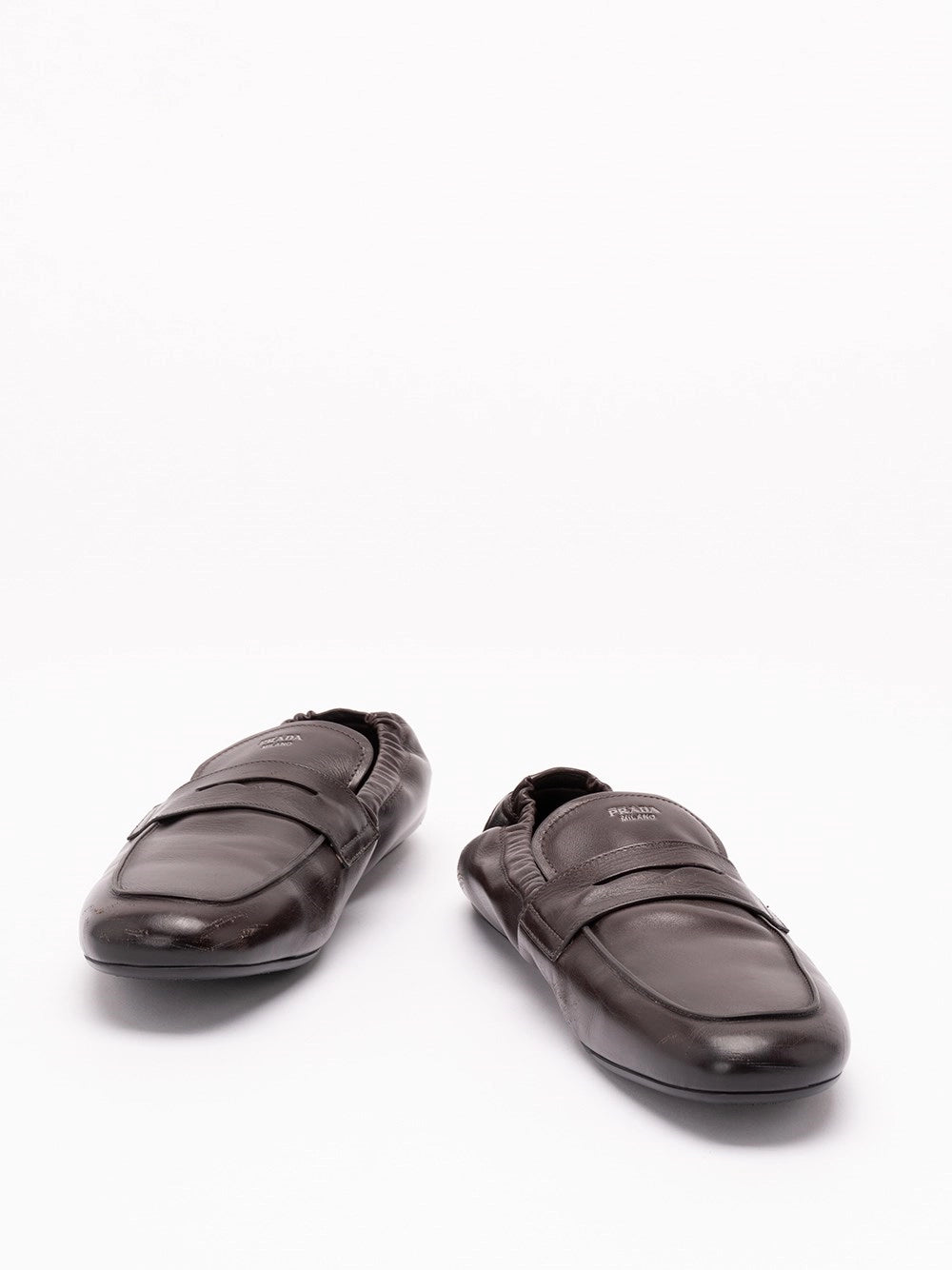 Prada Prada Men Shuffle Antiqued Leather Loafers