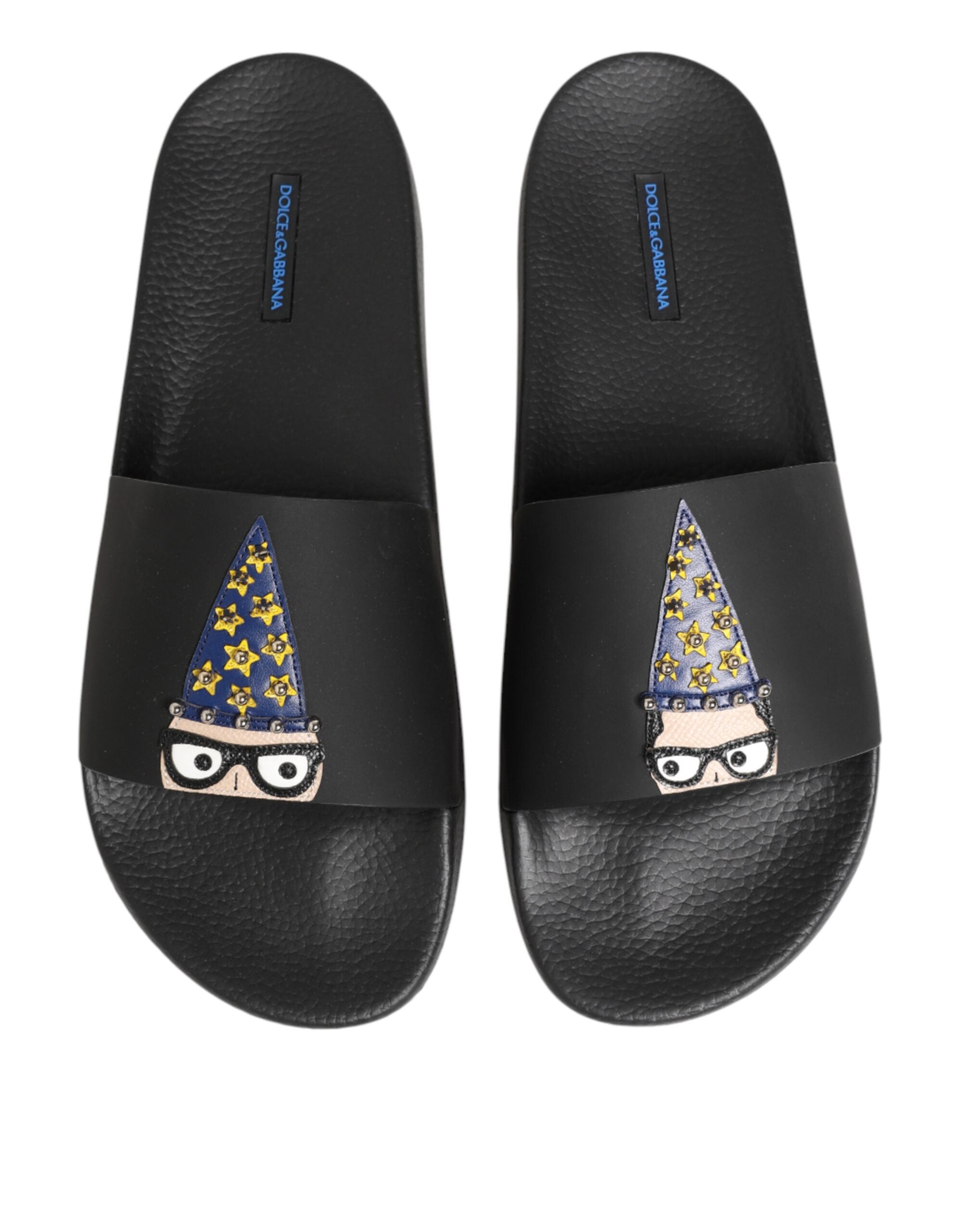 Dolce & Gabbana Dolce & Gabbana Black Leather Slides Sandals Beachwear Men's Shoes