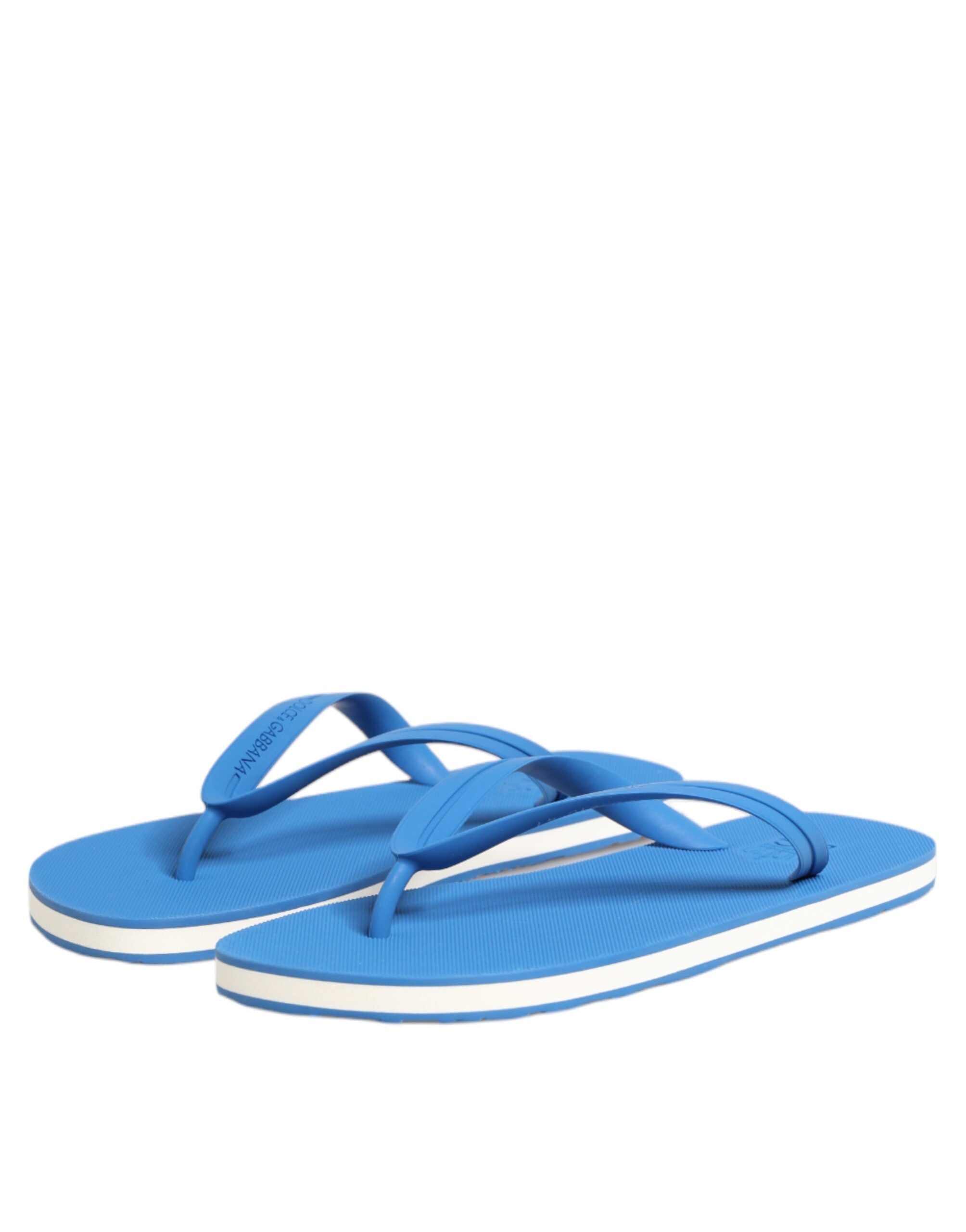 Dolce & Gabbana Blue White Logo Beachwear Flats Slipper Men's Shoes