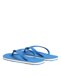 Dolce & Gabbana Blue White Logo Beachwear Flats Slipper Men's Shoes