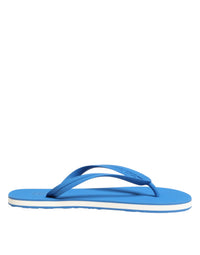 Dolce & Gabbana Blue White Logo Beachwear Flats Slipper Men's Shoes