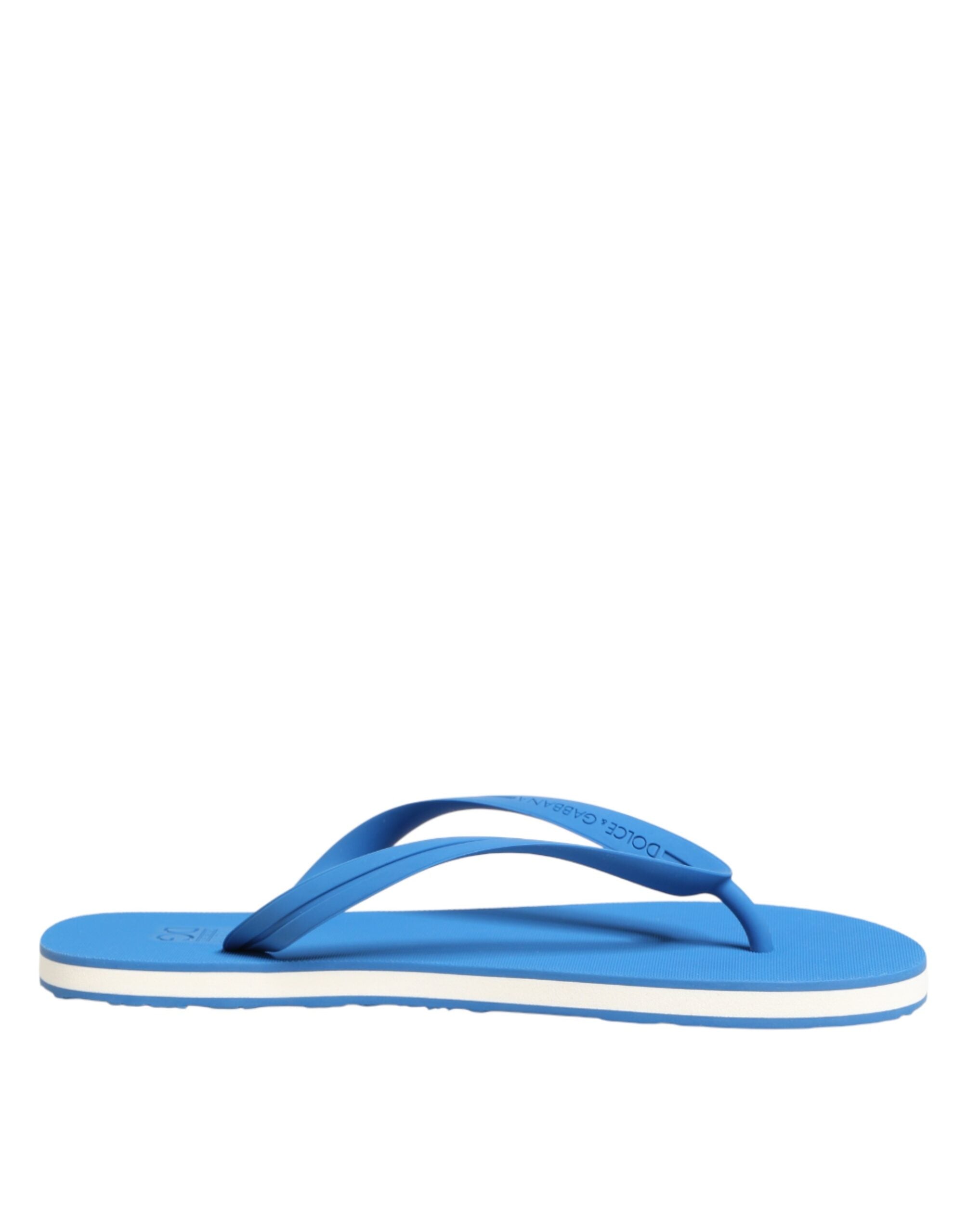 Dolce & Gabbana Blue White Logo Beachwear Flats Slipper Men's Shoes