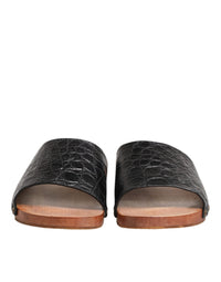 Dolce & Gabbana Dolce & Gabbana Black Brown Leather Slides Sandals Men's Shoes
