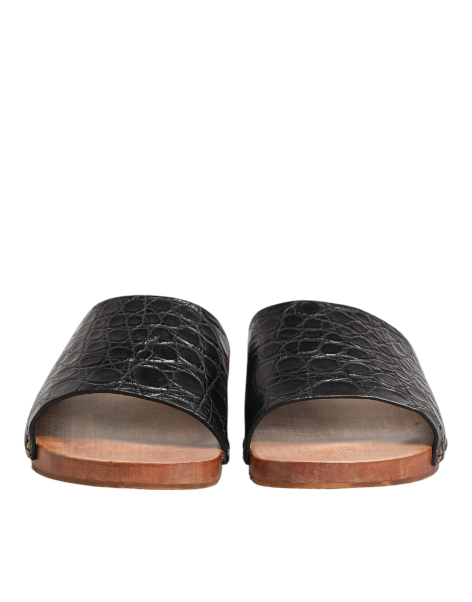 Dolce & Gabbana Dolce & Gabbana Black Brown Leather Slides Sandals Men's Shoes