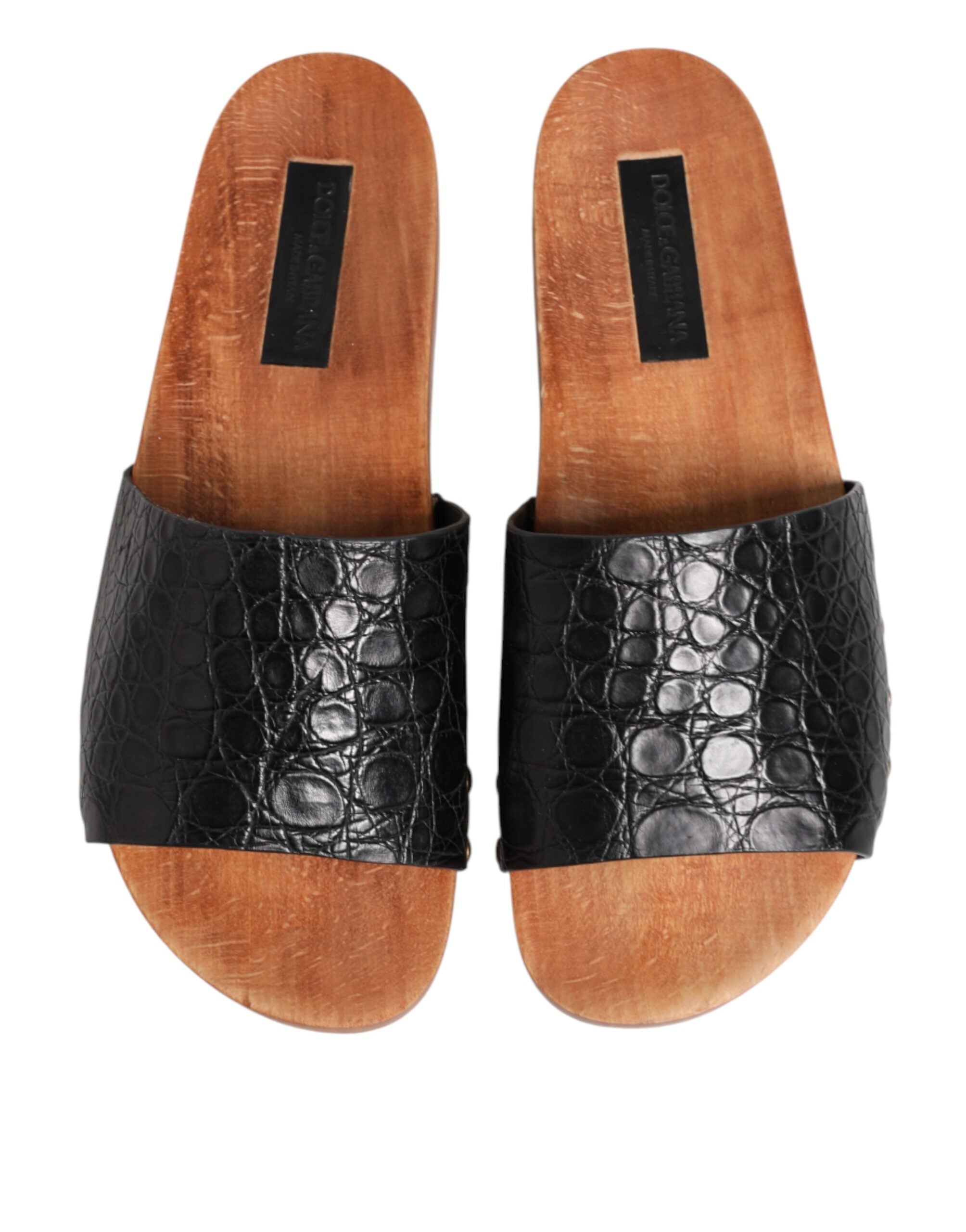 Dolce & Gabbana Dolce & Gabbana Black Brown Leather Slides Sandals Men's Shoes
