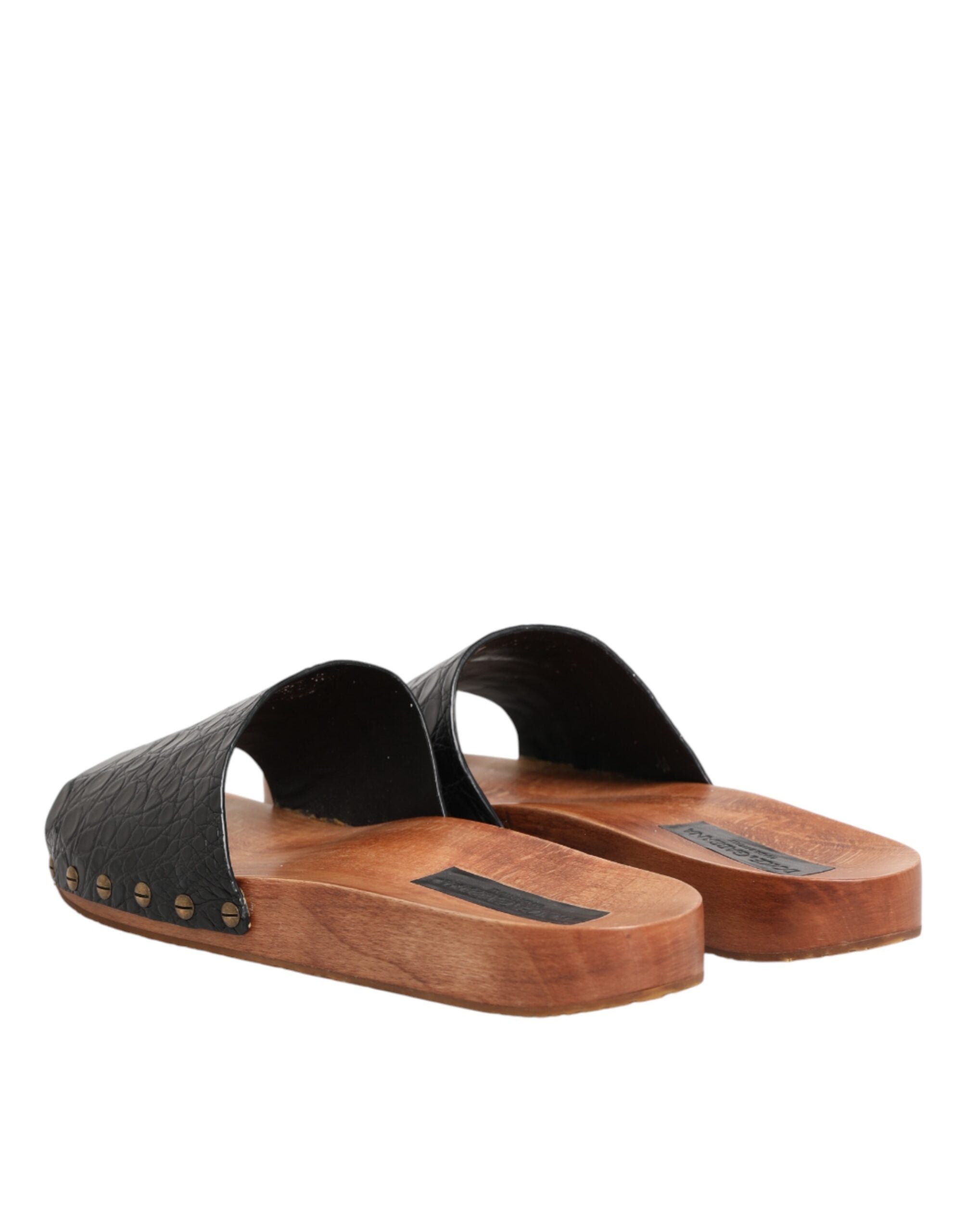Dolce & Gabbana Dolce & Gabbana Black Brown Leather Slides Sandals Men's Shoes