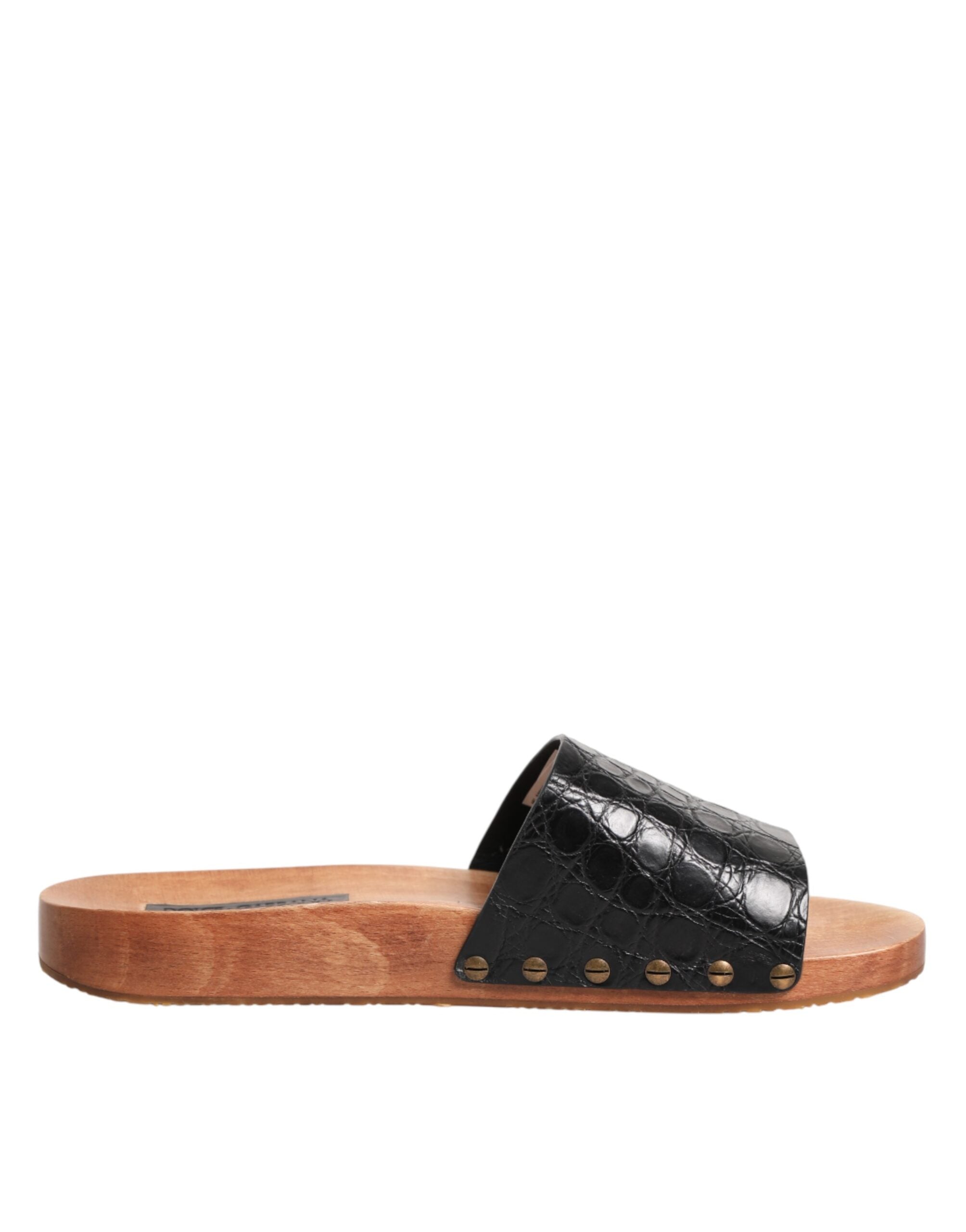 Dolce & Gabbana Dolce & Gabbana Black Brown Leather Slides Sandals Men's Shoes