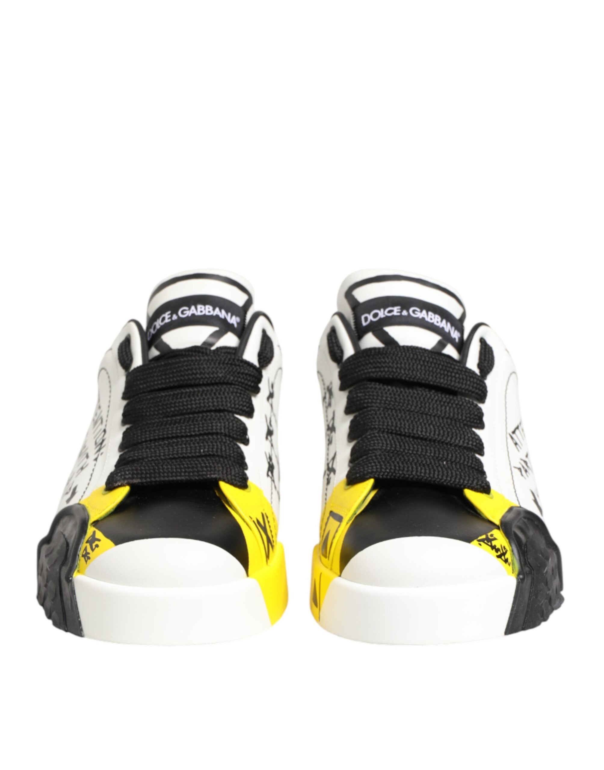 Dolce & Gabbana Multicolor Leather Graffiti Low Top Sneakers Men's Shoes