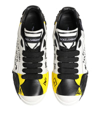 Dolce & Gabbana Multicolor Leather Graffiti Low Top Sneakers Men's Shoes