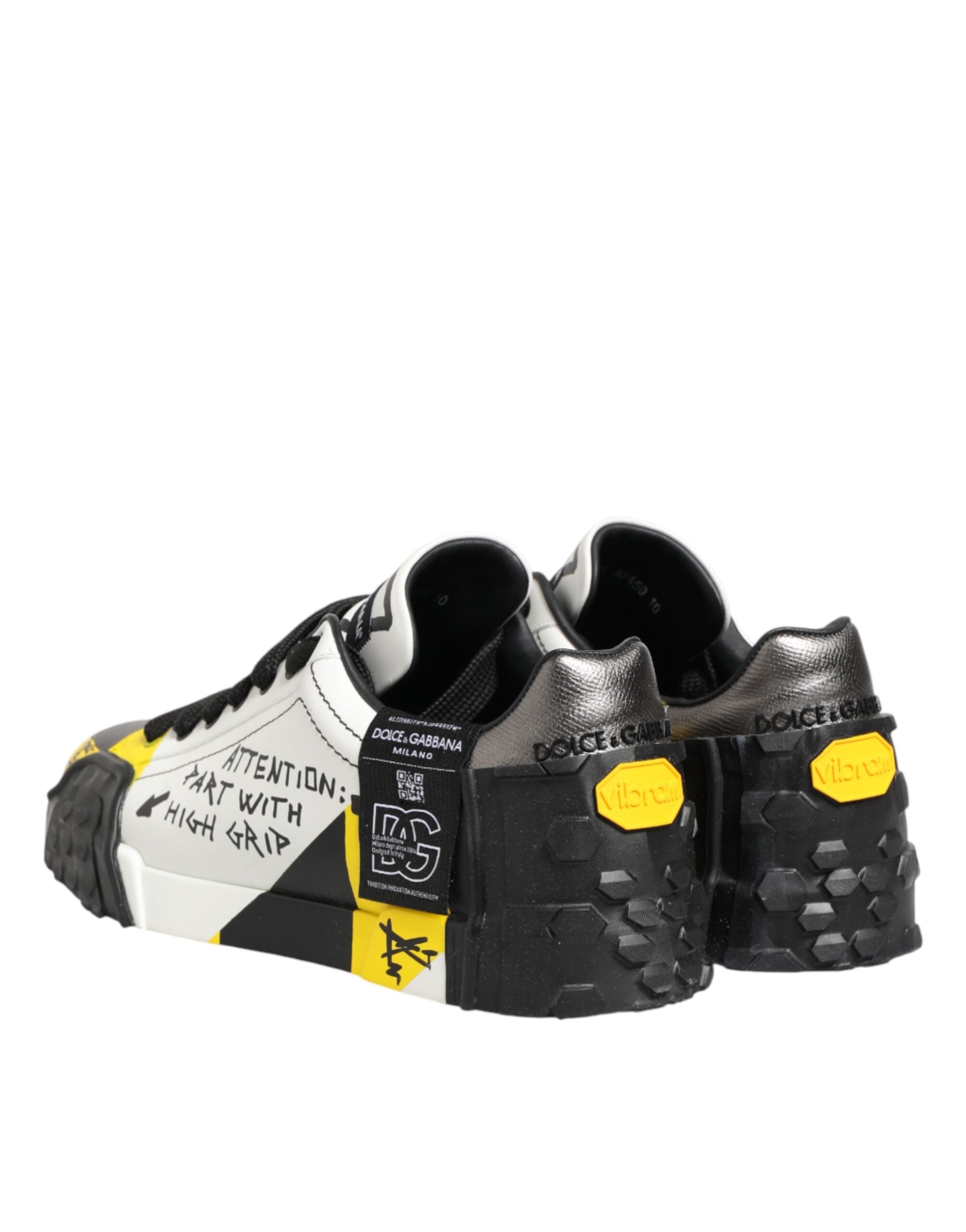 Dolce & Gabbana Multicolor Leather Graffiti Low Top Sneakers Men's Shoes