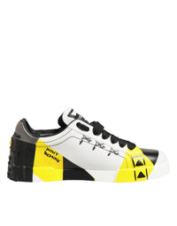 Dolce & Gabbana Multicolor Leather Graffiti Low Top Sneakers Men's Shoes
