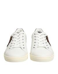 Dolce & Gabbana White Leather Heart Embellished Sneakers Men's Shoes