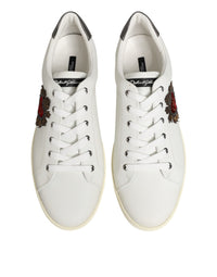 Dolce & Gabbana White Leather Heart Embellished Sneakers Men's Shoes