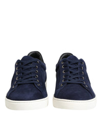 Dolce & Gabbana Blue Leather Suede Low Top Sneakers Men's Shoes