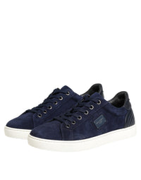 Dolce & Gabbana Blue Leather Suede Low Top Sneakers Men's Shoes