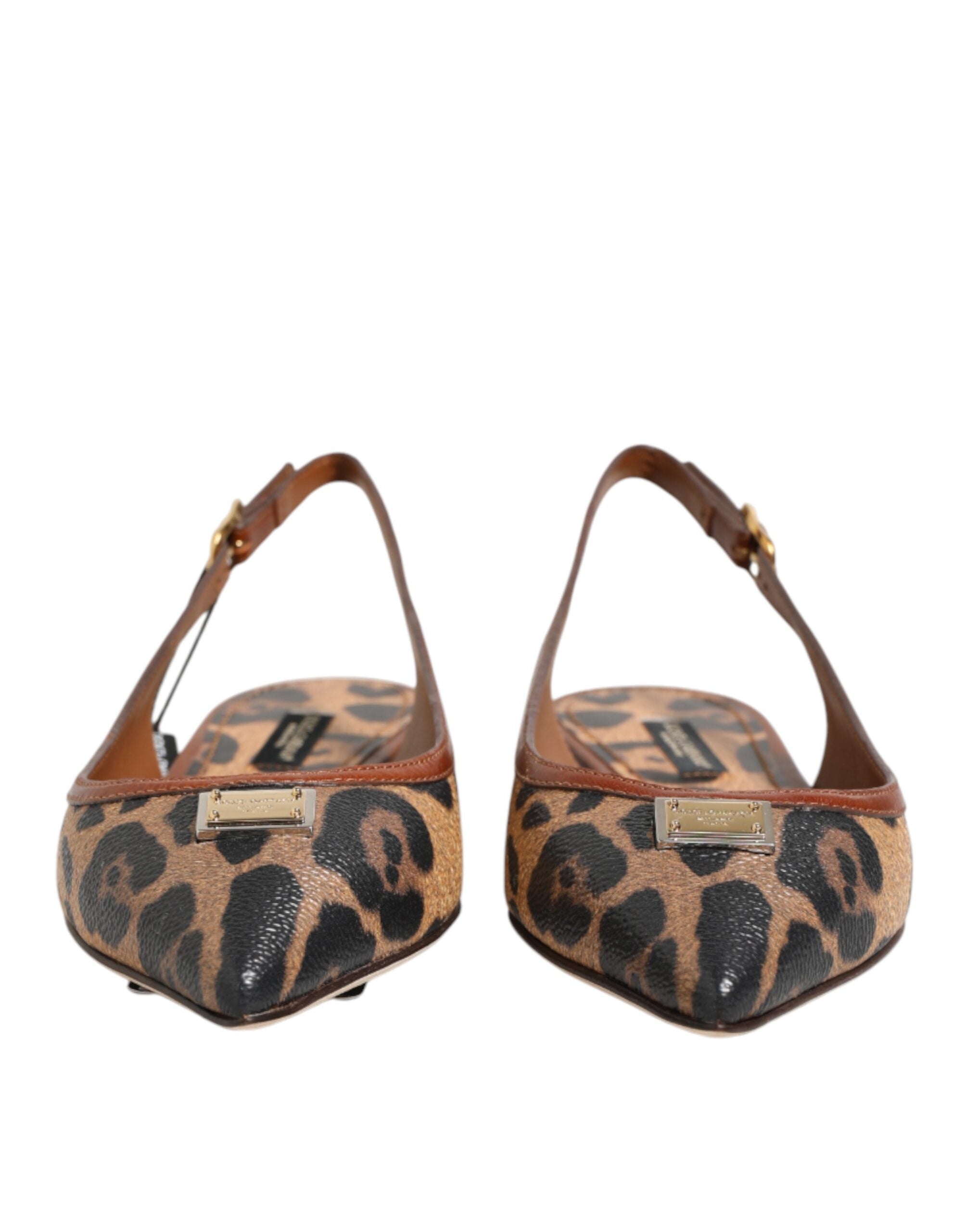 Dolce & Gabbana Dolce & Gabbana Brown Leopard Slingback Flats Sandals Women's Shoes