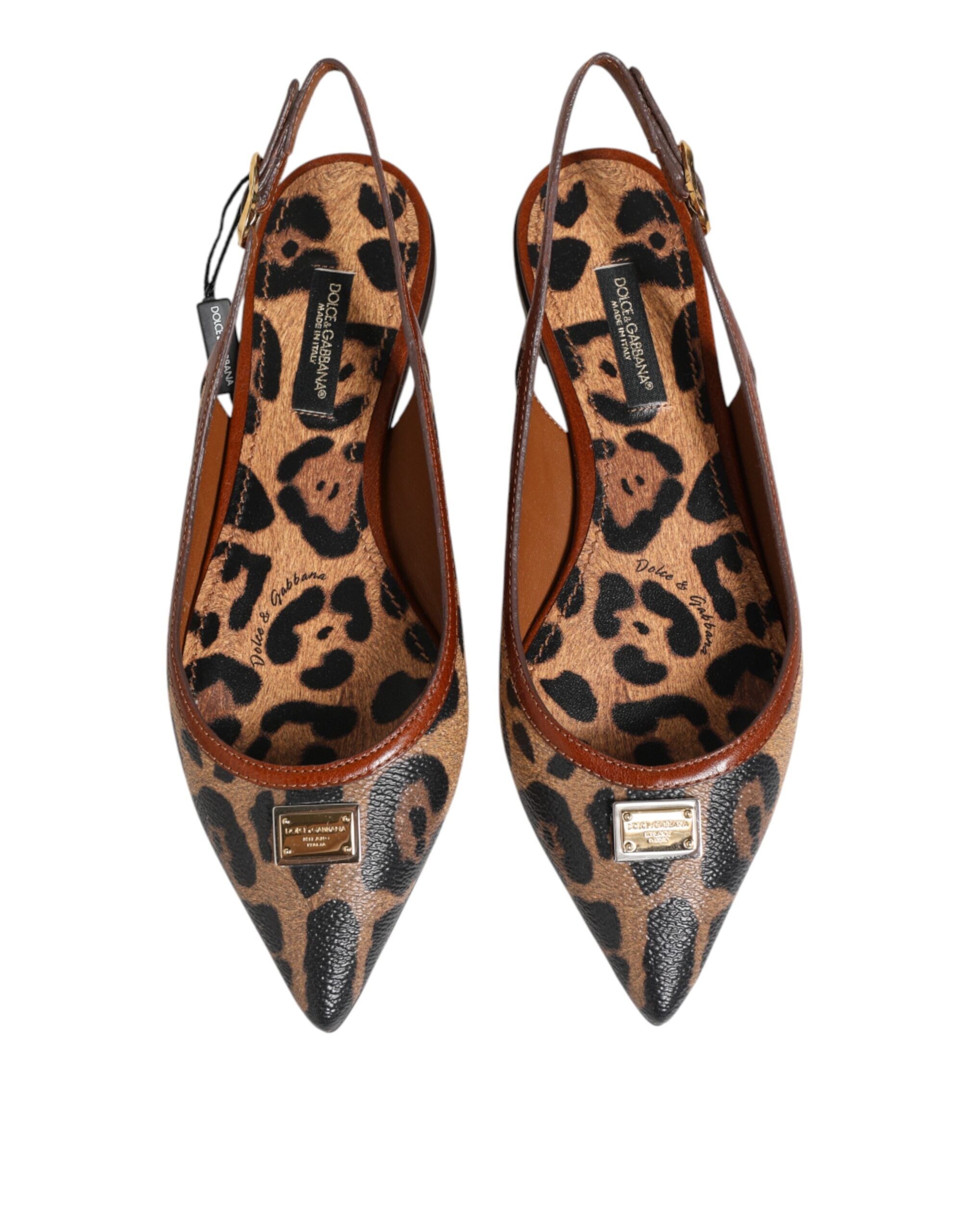 Dolce & Gabbana Dolce & Gabbana Brown Leopard Slingback Flats Sandals Women's Shoes