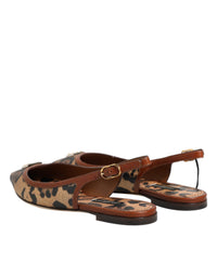 Dolce & Gabbana Dolce & Gabbana Brown Leopard Slingback Flats Sandals Women's Shoes