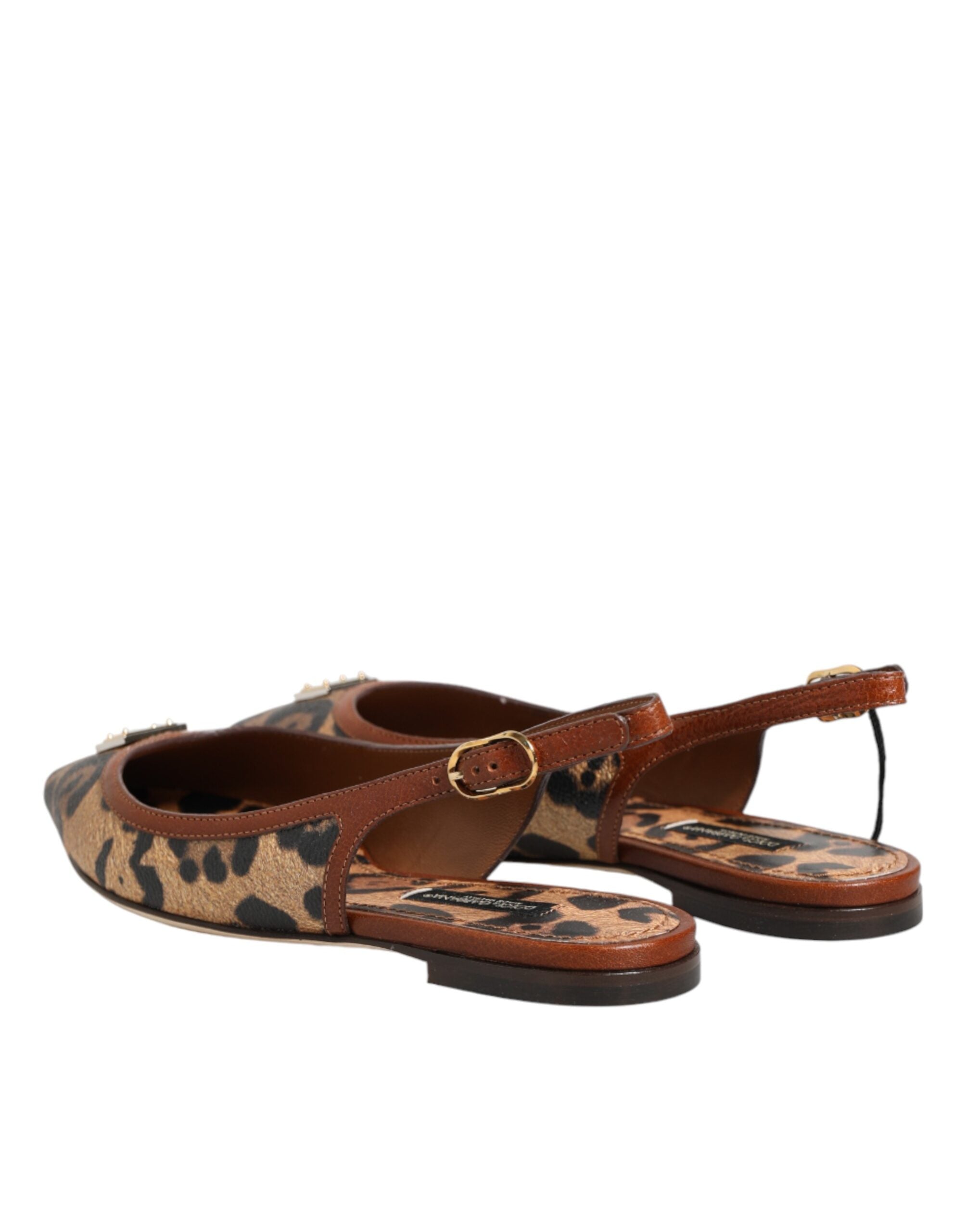 Dolce & Gabbana Dolce & Gabbana Brown Leopard Slingback Flats Sandals Women's Shoes