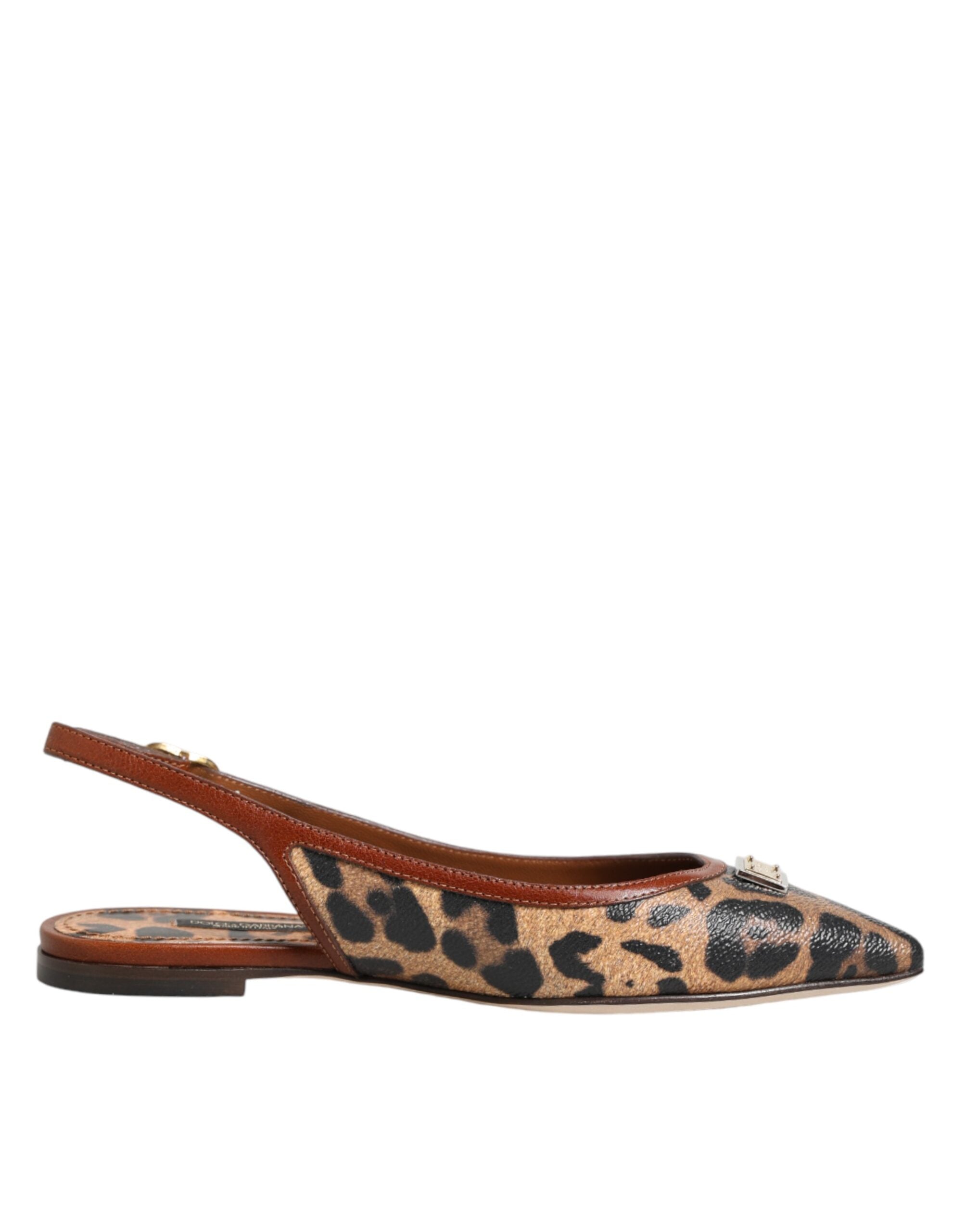 Dolce & Gabbana Dolce & Gabbana Brown Leopard Slingback Flats Sandals Women's Shoes