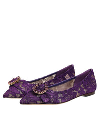 Dolce & Gabbana Dolce & Gabbana Purple Taormina Lace Crystals Flats Women's Shoes