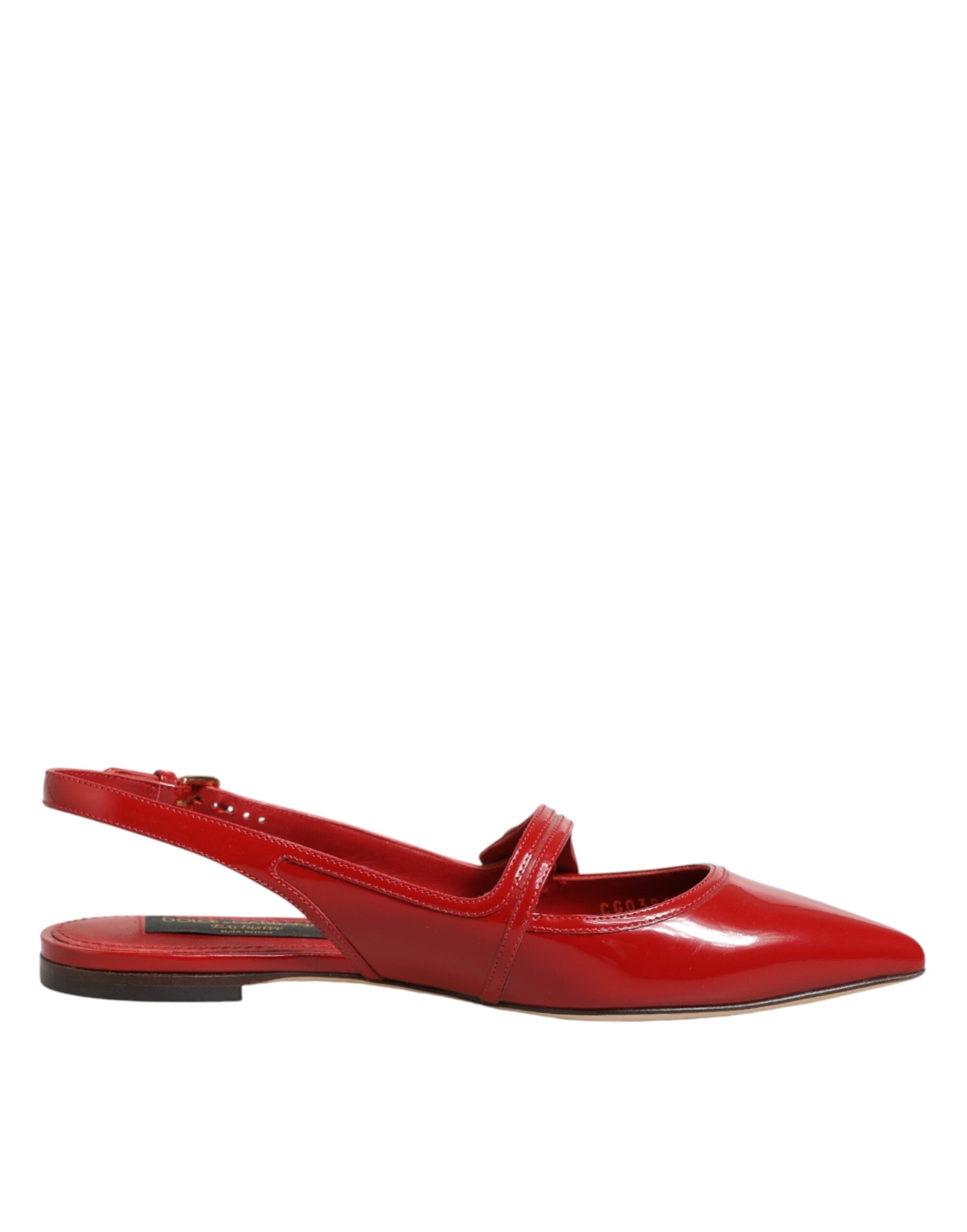Dolce & Gabbana Dolce & Gabbana Red Leather Slingback Flats Sandals Women's Shoes