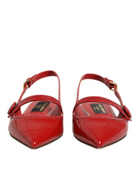 Dolce & Gabbana Dolce & Gabbana Red Leather Slingback Flats Sandals Women's Shoes