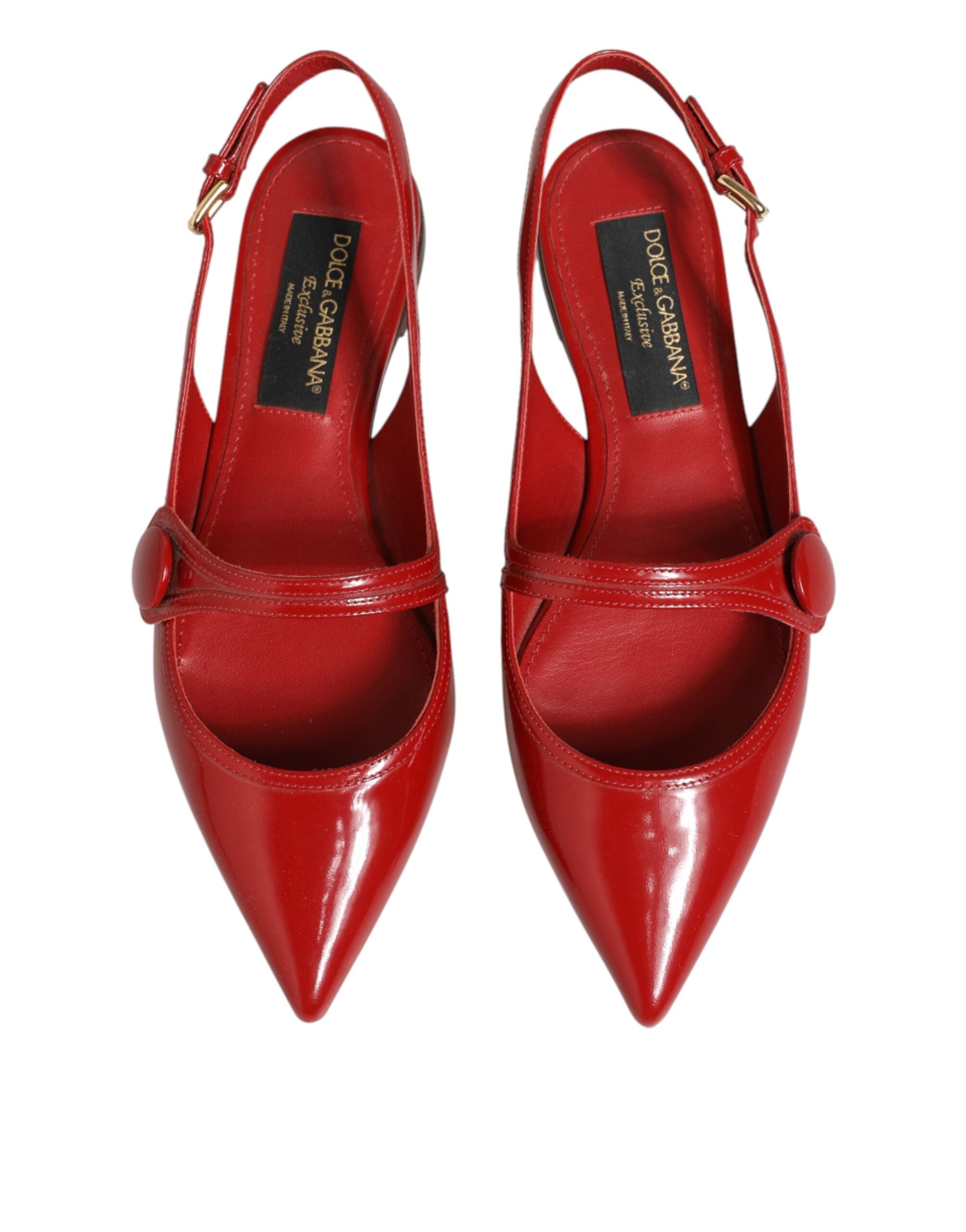 Dolce & Gabbana Dolce & Gabbana Red Leather Slingback Flats Sandals Women's Shoes