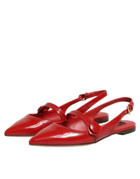 Dolce & Gabbana Dolce & Gabbana Red Leather Slingback Flats Sandals Women's Shoes