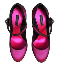 Dolce & Gabbana Pink Strass Mary Janes Heels Pumps Women's Shoes