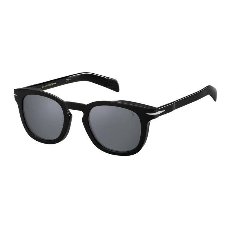 David Beckham Sunglasses Square Full Rim, Shiny Black Frame and Silver Mirror Lens DB7030/S0807T4