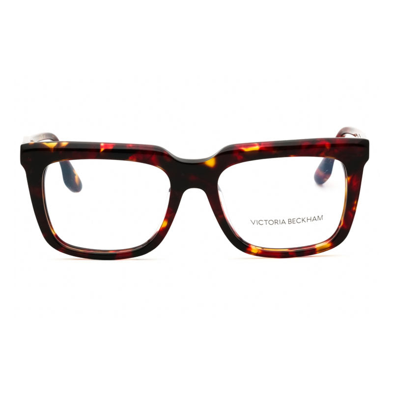 Victoria Beckham Eyeglasses Square Full Rim, Havana Red Frame and Clear Demo Lenses Lens VB2628609