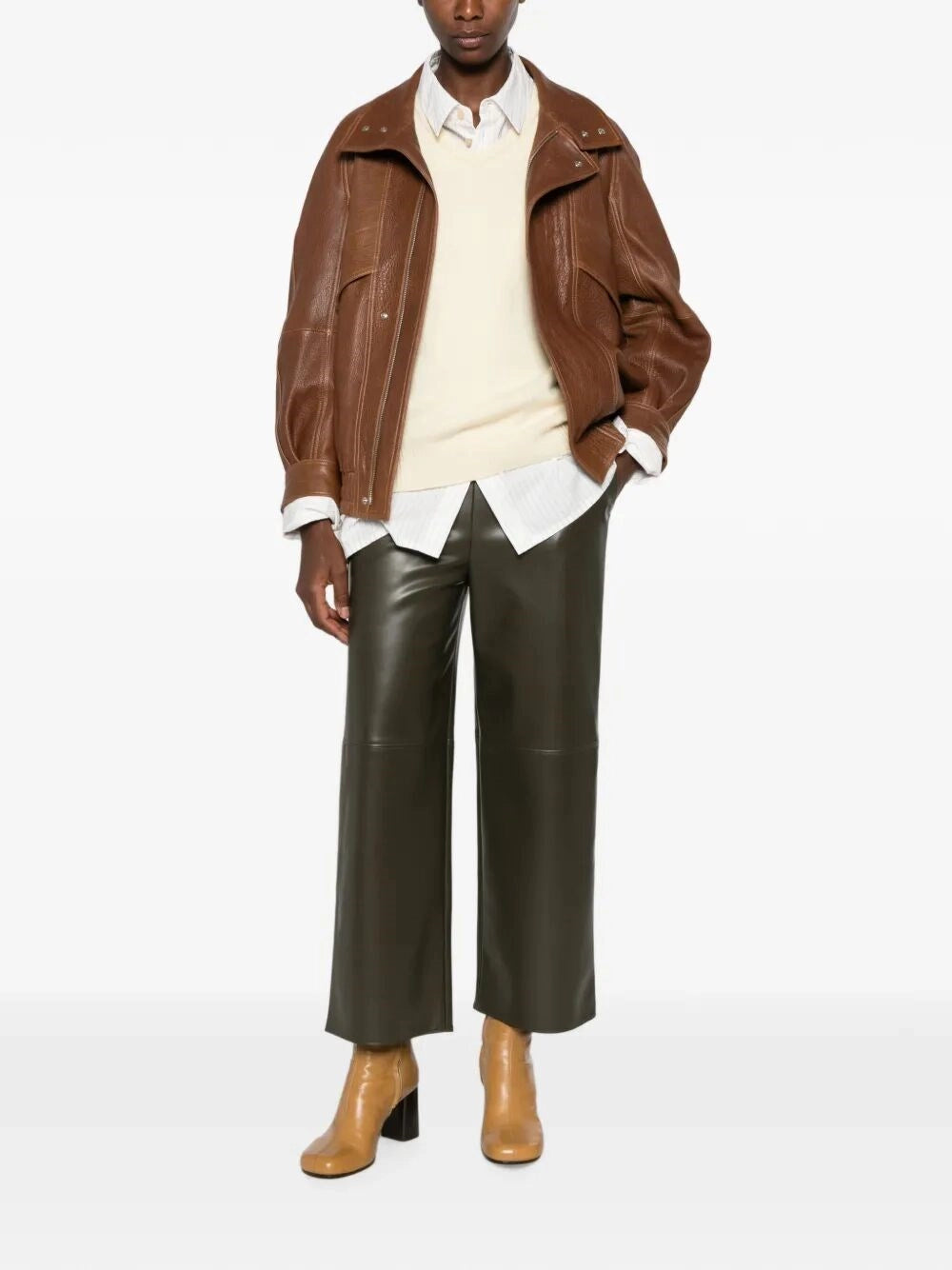 Max mara Max Mara Women Maxmara `S Leather-Look Cropped Pants