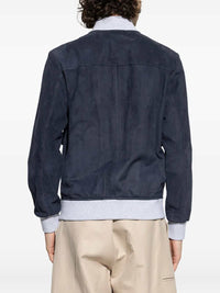 Eleventy Men Leather Jacket With Pocket And Buttons