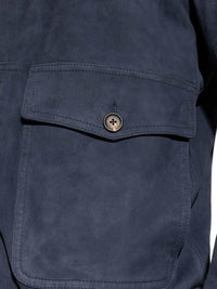 Eleventy Men Leather Jacket With Pocket And Buttons