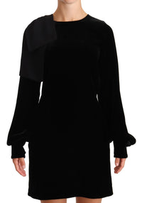 N.21 Sheath A-line Black Viscose Long Sleeves Round Neck Mini Women's Dress