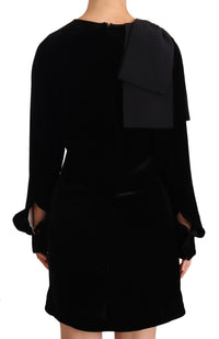 N.21 Sheath A-line Black Viscose Long Sleeves Round Neck Mini Women's Dress