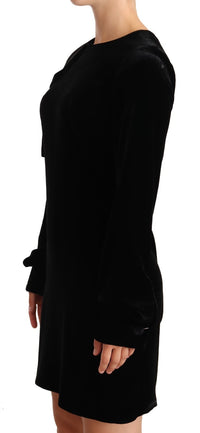 N.21 Sheath A-line Black Viscose Long Sleeves Round Neck Mini Women's Dress