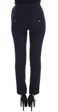 Ermanno Scervino Blue Virgin Wool Slim Fit Casual Women's Pants