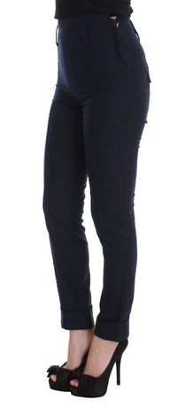Ermanno Scervino Blue Virgin Wool Slim Fit Casual Women's Pants