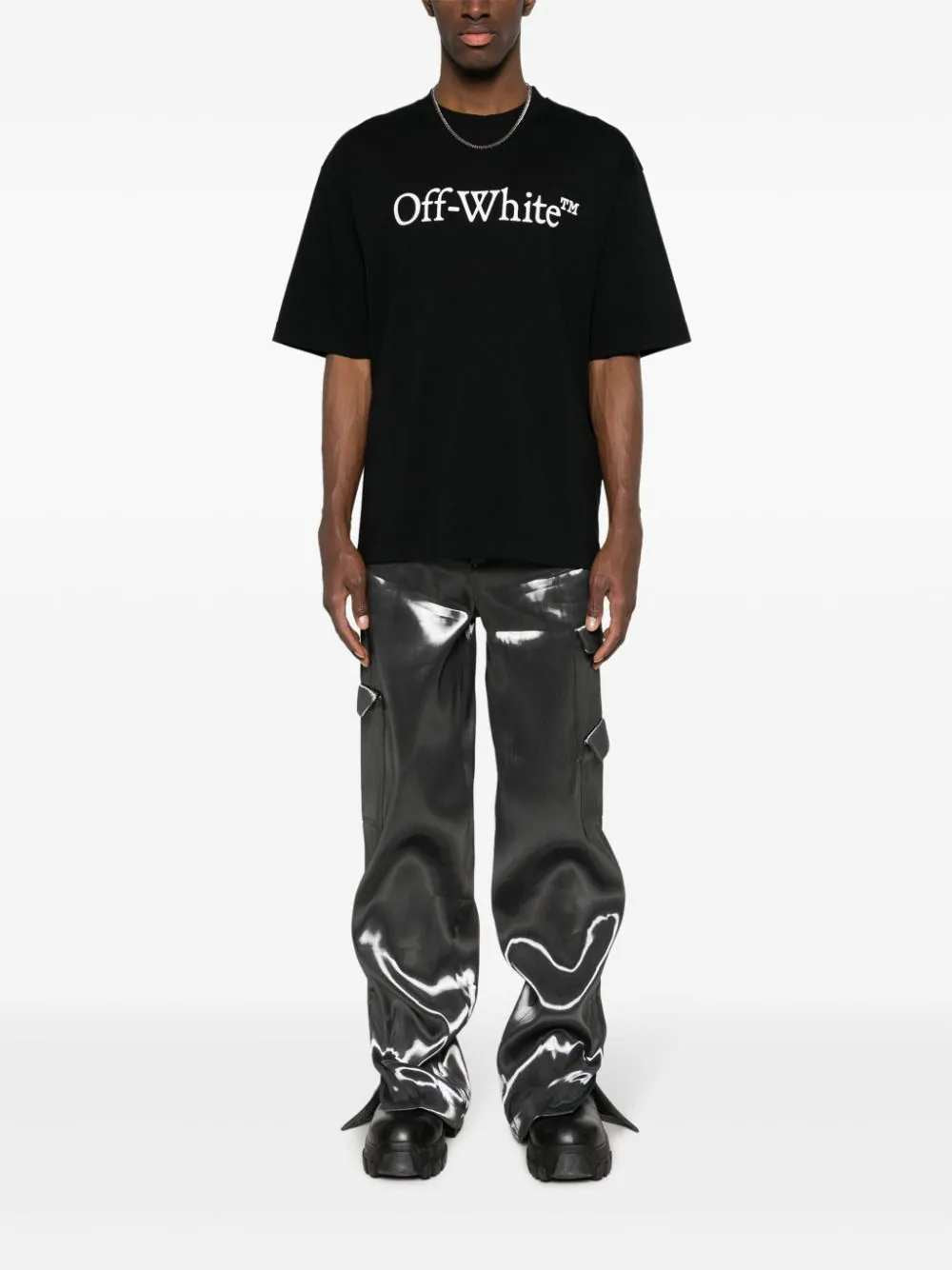 OFF WHITE Off White Men Big Bookish Skate Cotton T-Shirt