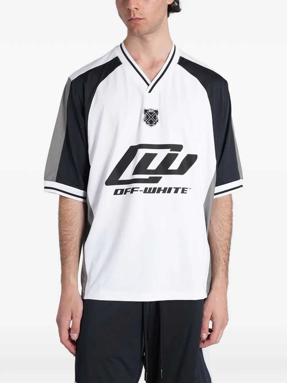 Off White Men V-Neck T-Shirt With Logo Print