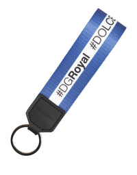 Dolce & Gabbana Dolce & Gabbana White Blue Logo Polyester PVC Holder Keychain  Keyring