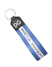 Dolce & Gabbana Dolce & Gabbana White Blue Logo Polyester PVC Holder Keychain  Keyring